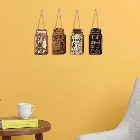 Set of 4 Coffee Wooden Hanging Signs - Picture 9 of 9
